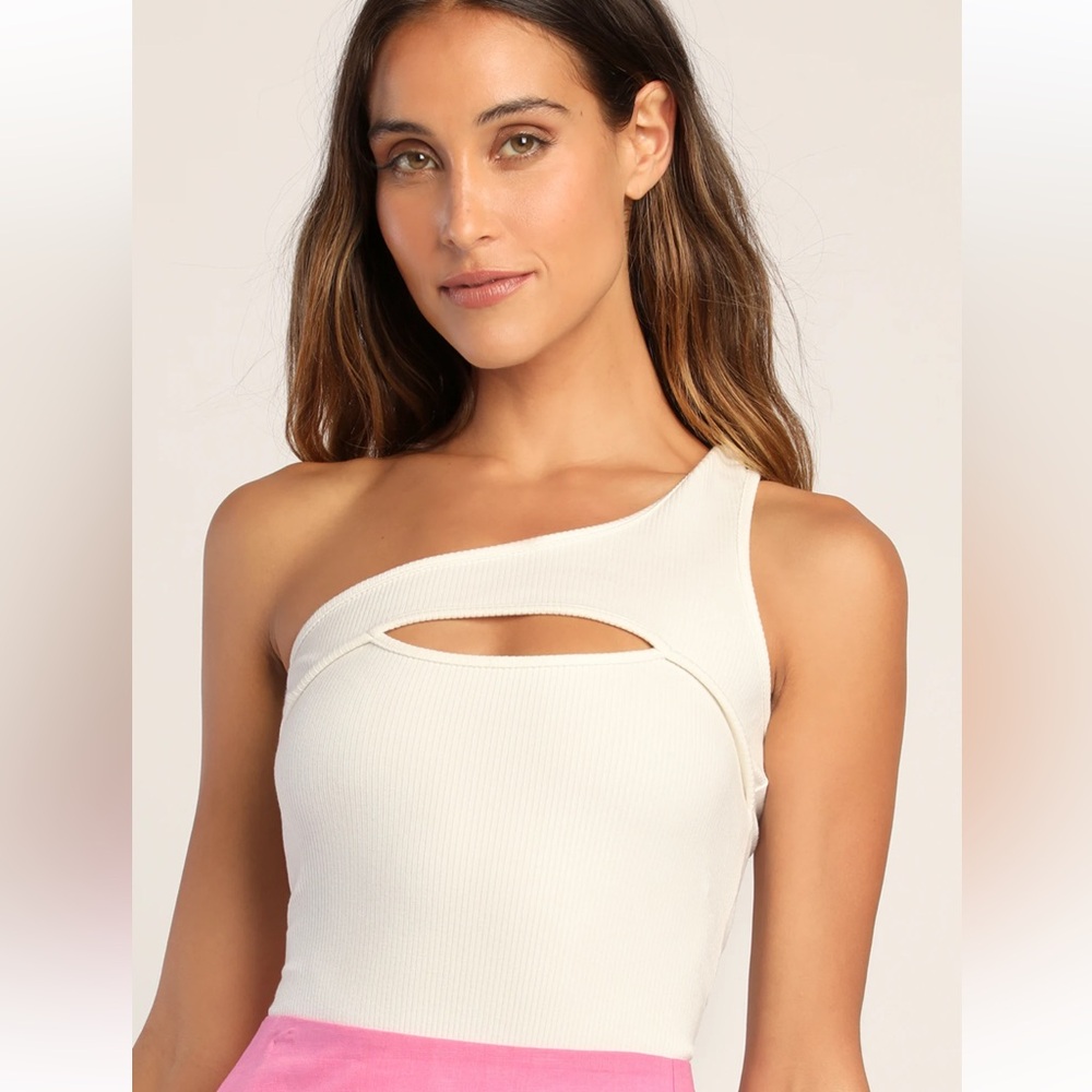 Lulus White Asymmetrical Cutout Bodysuit